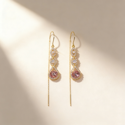Amethyst Tassel Threader Earrings