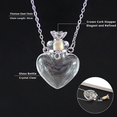Transparent heart-shaped glass necklace