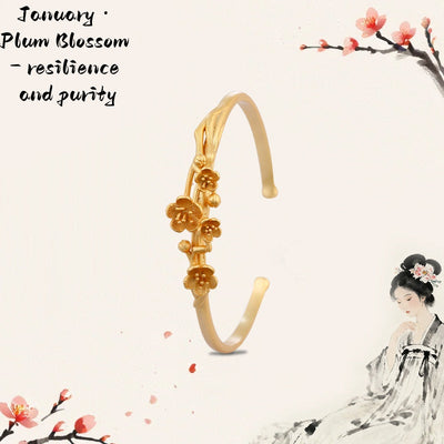 18K Gold Flower Goddess Bangle Series