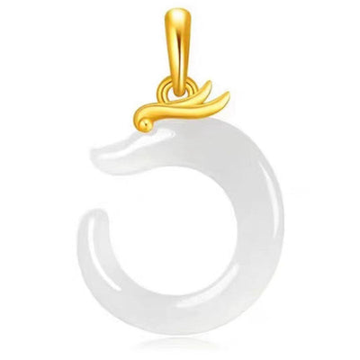 Reunion Dragon Natural Emerald Jade Stone Necklace