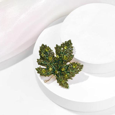 Maple Leaf Natural Crystal Brooch
