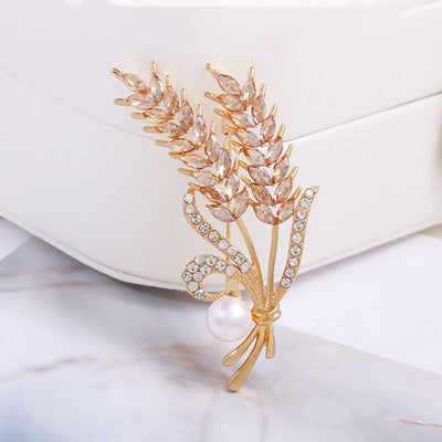Pearl Wheat Ear Natural Crystal Brooch
