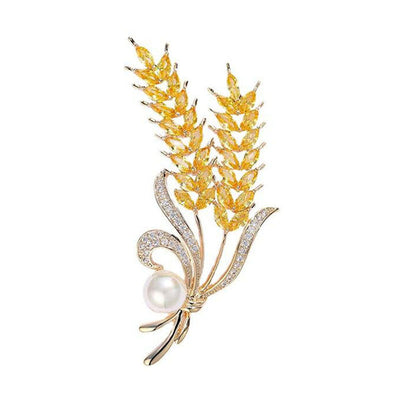 Pearl Wheat Ear Natural Crystal Brooch