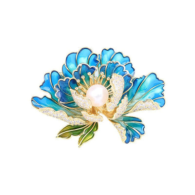 Peony Natural Freshwater Pearl Brooch