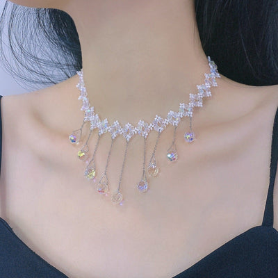 Tassel natural crystal necklace
