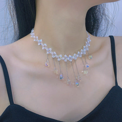 Tassel natural crystal necklace