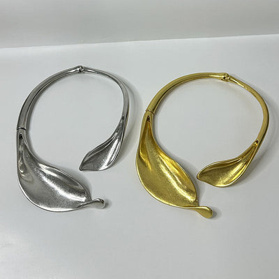 Gold Leaf Flower Collar Bracelet