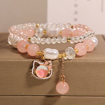 Cute cat natural crystal bracelet