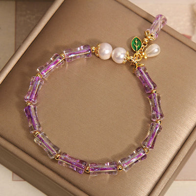 Natural amethyst bamboo bracelet