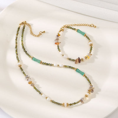 Baroque Pearl Natural Agate Bracelet Necklace