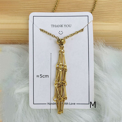 Net pocket metal bamboo natural crystal necklace