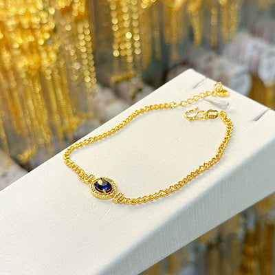 Diamond-studded Oval Natural Crystal Bracelet