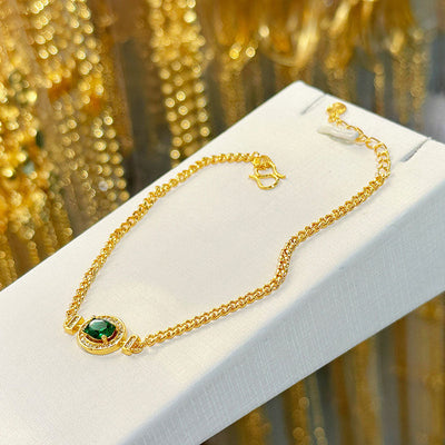 Diamond-studded Oval Natural Crystal Bracelet