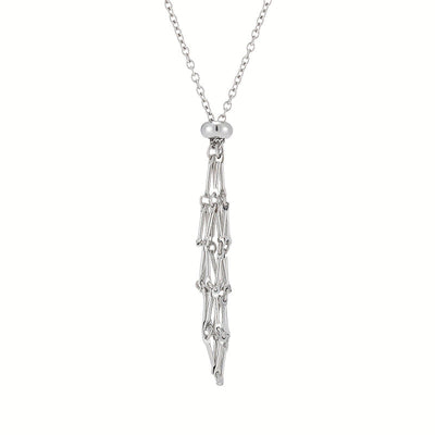 Metal bamboo necklace woven cage pendant