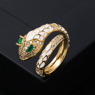 Oil drop natural crystal snake ring
