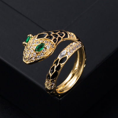 Oil drop natural crystal snake ring