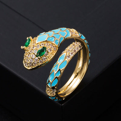 Oil drop natural crystal snake ring