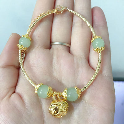 Cute Bell Natural Emerald Jade Stone Bracelet