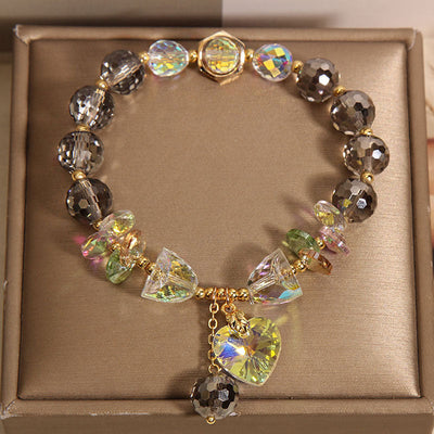 Heart pendant natural crystal bracelet