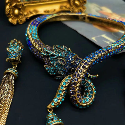 Dragon Necklace Earrings with Tassels