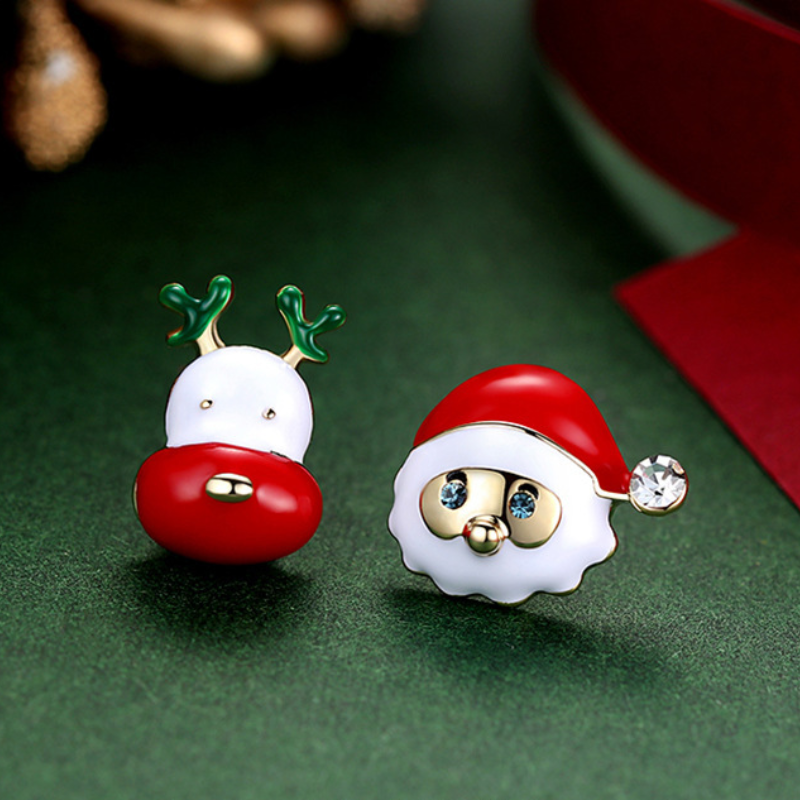 Christmas asymmetric earrings