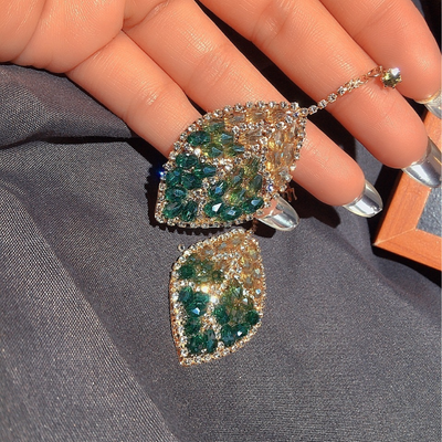 Crystal leaf earrings