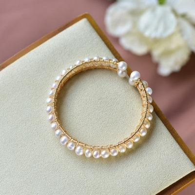 14K gold-covered pearl bracelet