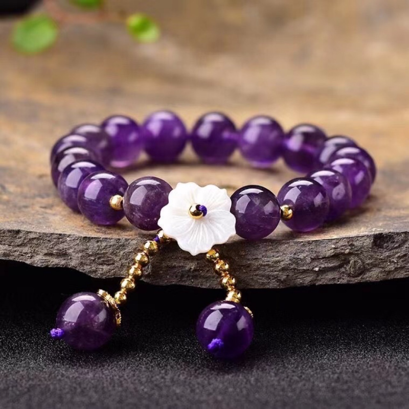 Shell Flower?Amethyst Bracelet