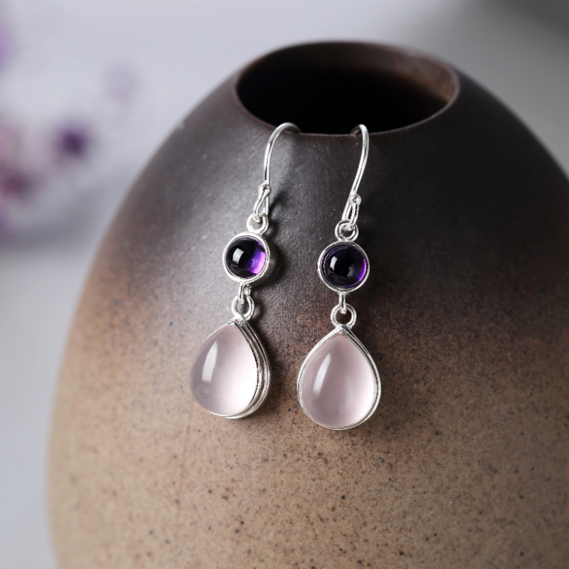 Pink Crystal Hibiscus Earrings