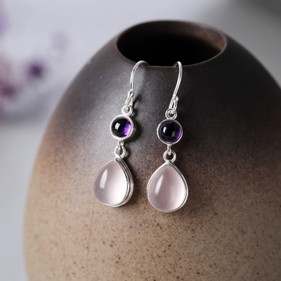 Pink Crystal Hibiscus Earrings