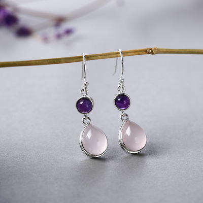 Pink Crystal Hibiscus Earrings