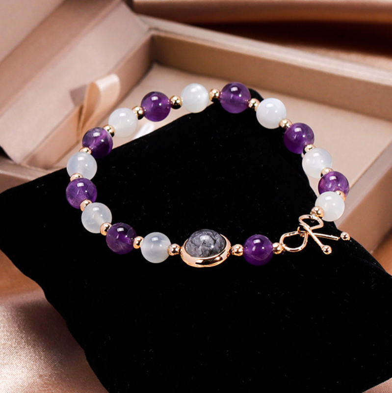 Black Crystal ? Moonstone Amethyst Bracelet