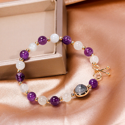 Black Crystal ? Moonstone Amethyst Bracelet