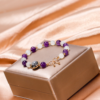 Black Crystal ? Moonstone Amethyst Bracelet
