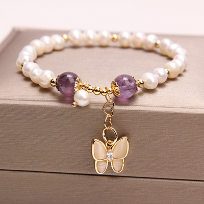 Butterfly ? Pearl crystal bracelet