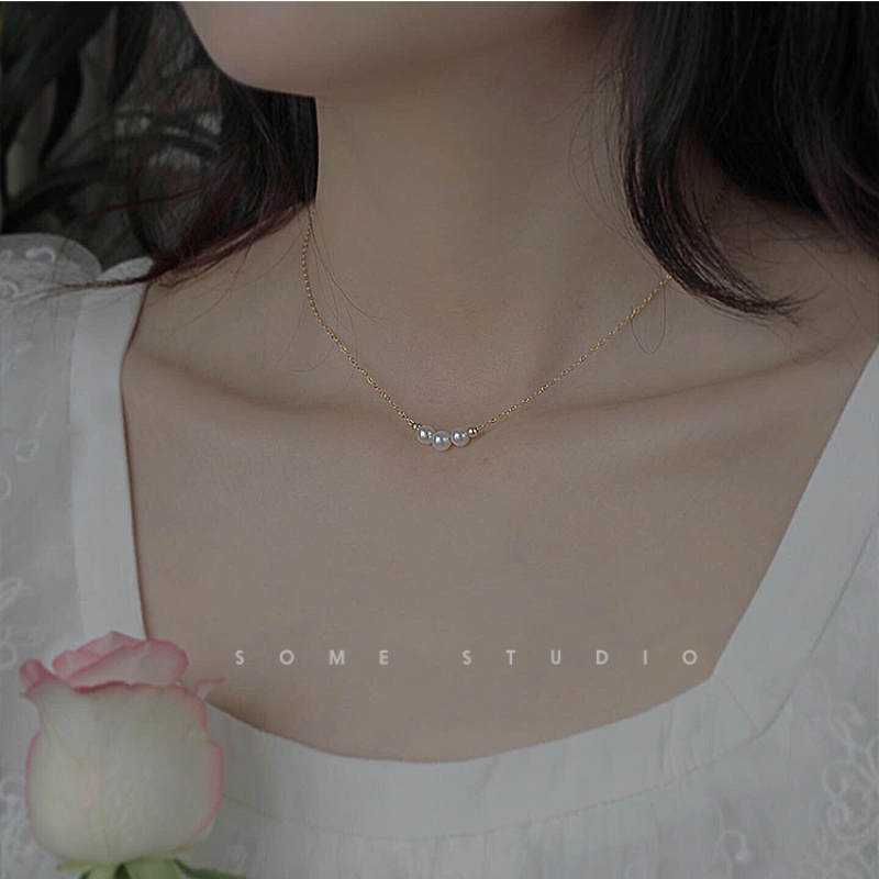 Transfer beads & pearl necklace
