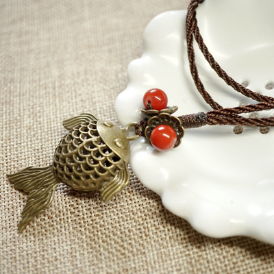 Bronze fish woven pendant