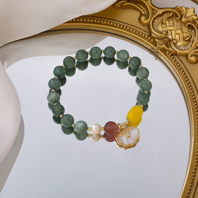 Shell ? Agate Pumpkin Bead Bracelet
