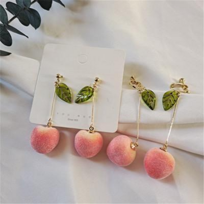 Fuzzy Peach Statement Earrings Deegnt