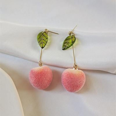 Fuzzy Peach Statement Earrings Deegnt