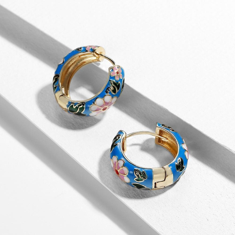 Gold Hoop Flower Earrings Deegnt