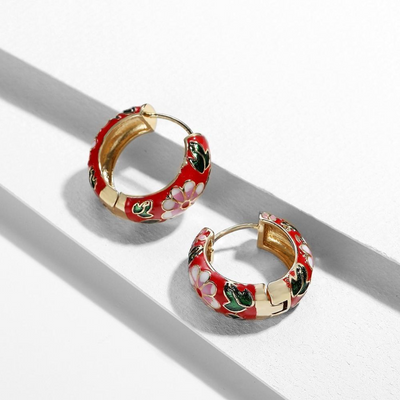 Gold Hoop Flower Earrings Deegnt
