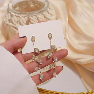 Gold Plated Crystal Vine Earrings Deegnt