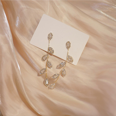Gold Plated Crystal Vine Earrings Deegnt