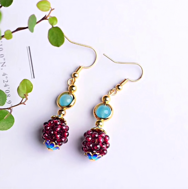 Natural Garnet Stone Blackberry Earrings Deegnt