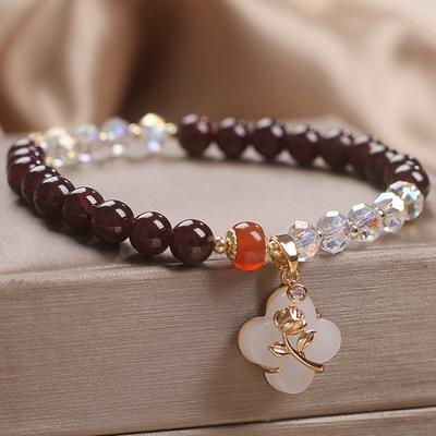 Stay Lucky • Natural Garnet & Zircon Bracelet