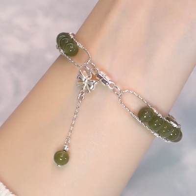 Lucky Butterfly • Emerald Jade stone bracelet