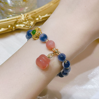 Dark Blue Salt Source Agate Bracelet