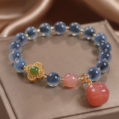 Dark Blue Sugar heart agate Bracelet