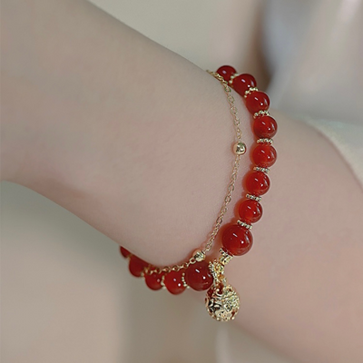 Lucky Bell • Emerald Jade stone bracelet